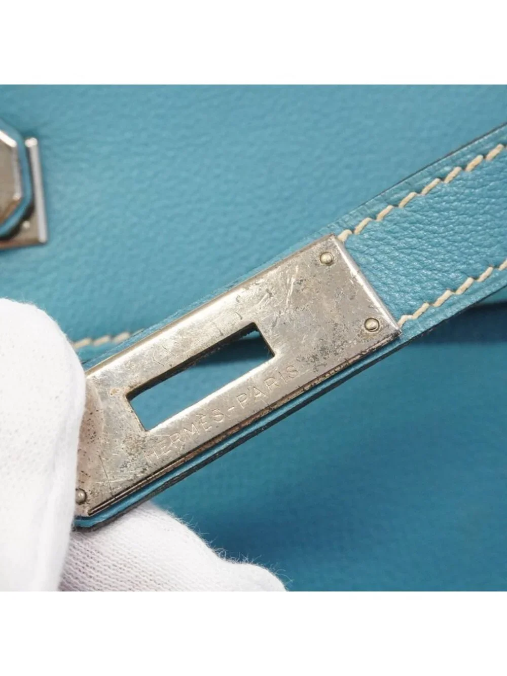 Hermes Backpack Kelly a Dos GM Ardennes Blue Jean Silver